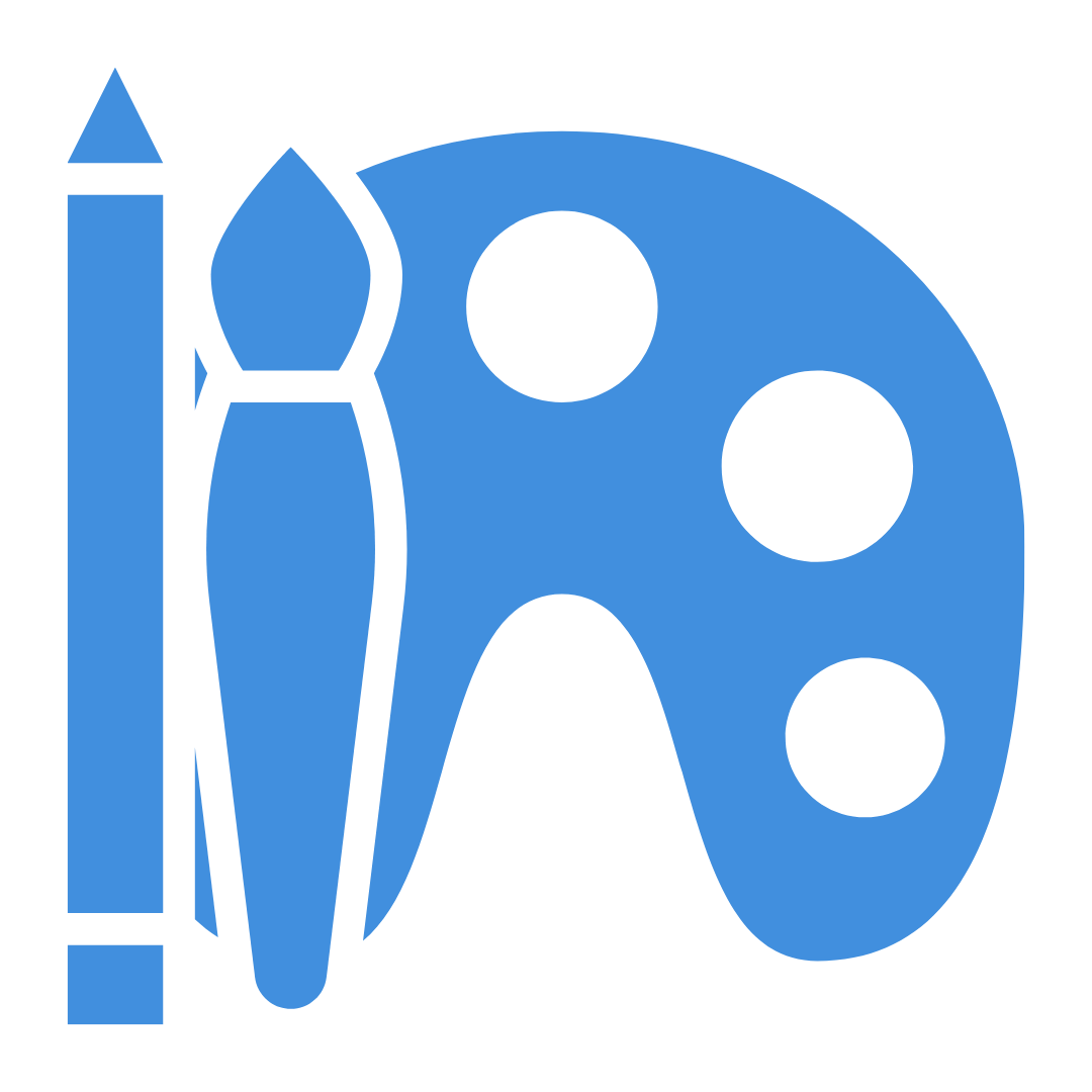 Create icon with paint, brush, and pencil